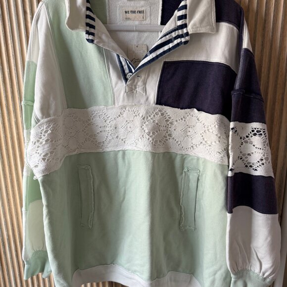 Free People We The Free American Dream Polo, Green & White | NWT, Size SMALL - Picture 4 of 7